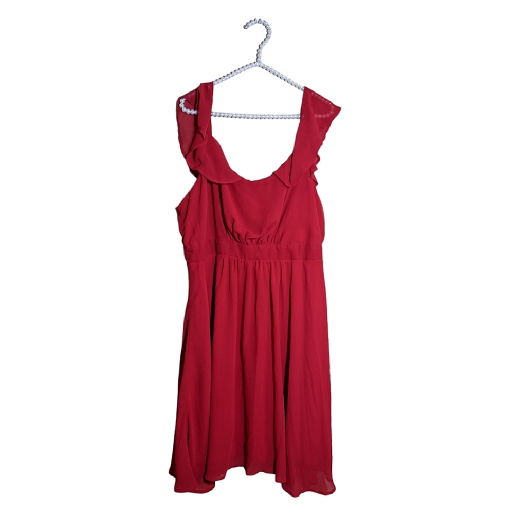 Red Ruffle Sleeveless Dress